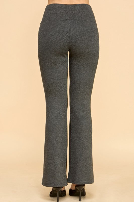 CF102X PLUS SIZE HIGH RISE FUR LINED WIDE LEG YOGA PANTS