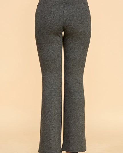 CF102X PLUS SIZE HIGH RISE FUR LINED WIDE LEG YOGA PANTS