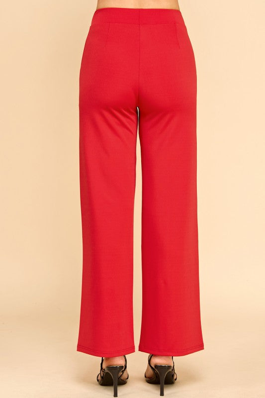 YC34 SOLID FRONT PLEATED PANTS WITH SIDE POCKETS
