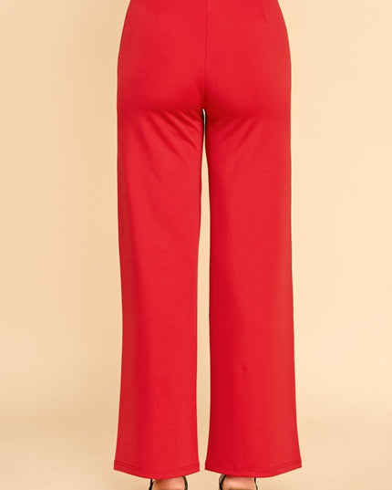 YC34 SOLID FRONT PLEATED PANTS WITH SIDE POCKETS
