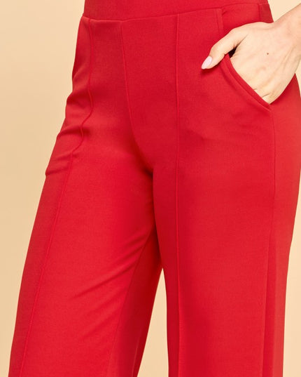 YC34 SOLID FRONT PLEATED PANTS WITH SIDE POCKETS