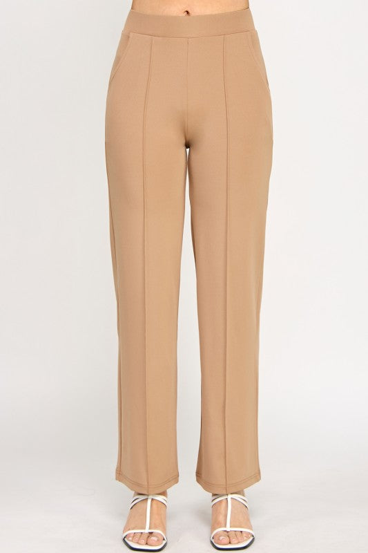 YC34X PLUS SIZE FRONT PLEATED PANTS WITH SIDE POCKETS