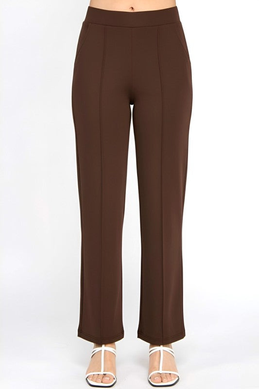 YC34X PLUS SIZE FRONT PLEATED PANTS WITH SIDE POCKETS