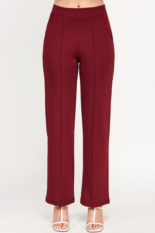 YC34X PLUS SIZE FRONT PLEATED PANTS WITH SIDE POCKETS