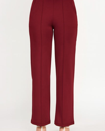 YC34X PLUS SIZE FRONT PLEATED PANTS WITH SIDE POCKETS
