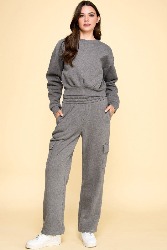 FT263 FPC61 SET FRENCH TERRY FLEECE SWEATSHIRTS & CARGO SETS