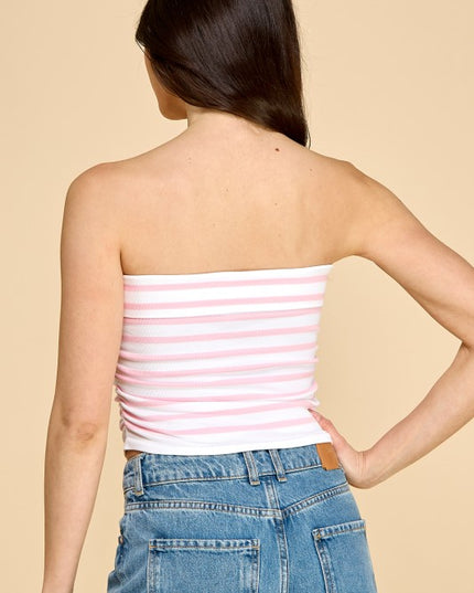 317ST STRIPED SIDE-RUCHED TUBE TOP