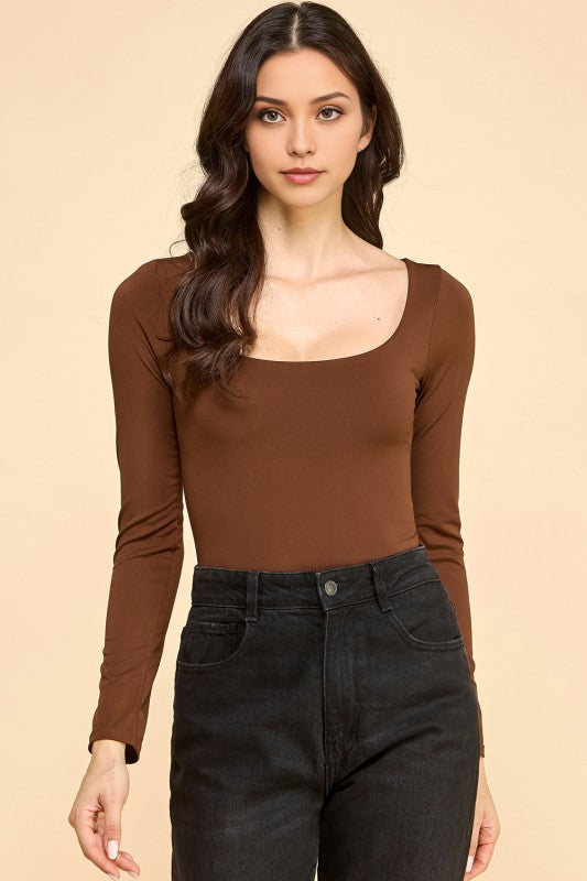 BST23L SCOOP NECK SHORT LONG SLEEVE BODYSUITS