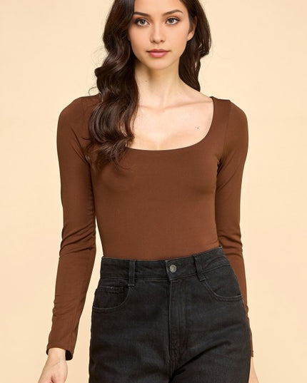 BST23L SCOOP NECK SHORT LONG SLEEVE BODYSUITS