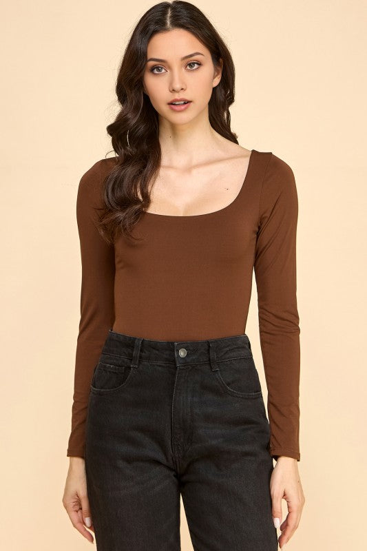 BST23L SCOOP NECK SHORT LONG SLEEVE BODYSUITS