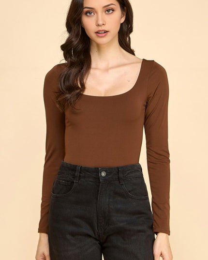 BST23L SCOOP NECK SHORT LONG SLEEVE BODYSUITS