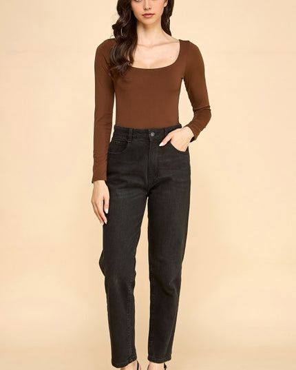 BST23L SCOOP NECK SHORT LONG SLEEVE BODYSUITS