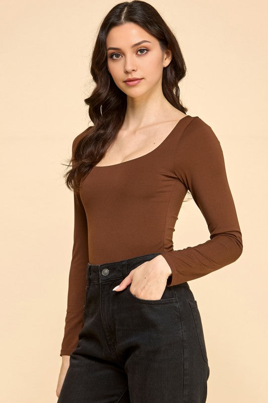 BST23L SCOOP NECK SHORT LONG SLEEVE BODYSUITS