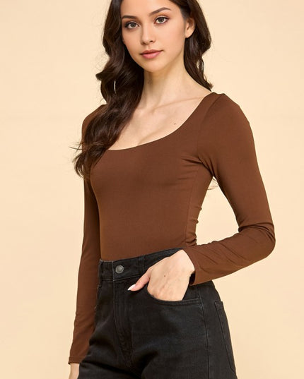 BST23L SCOOP NECK SHORT LONG SLEEVE BODYSUITS