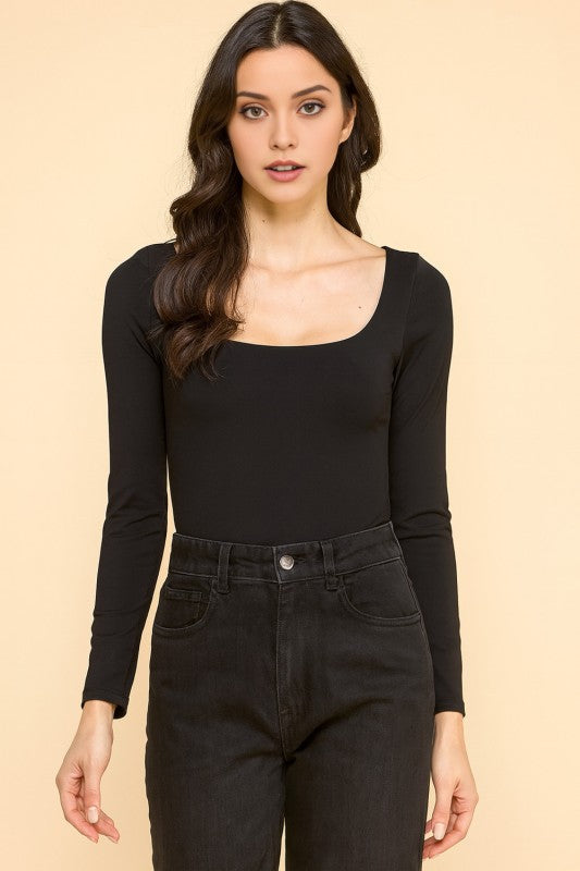 BST23L SCOOP NECK SHORT LONG SLEEVE BODYSUITS