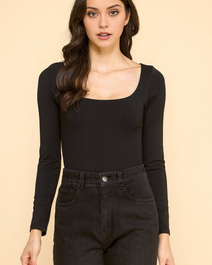 BST23L SCOOP NECK SHORT LONG SLEEVE BODYSUITS