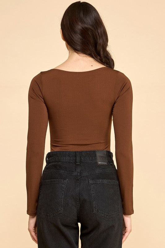 BST23L SCOOP NECK SHORT LONG SLEEVE BODYSUITS