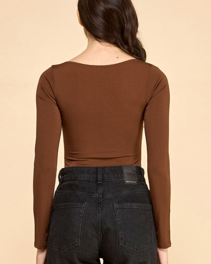 BST23L SCOOP NECK SHORT LONG SLEEVE BODYSUITS