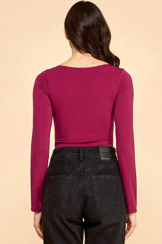 BST24L SQUARE NECK SHORT LONG SLEEVE BODYSUITS