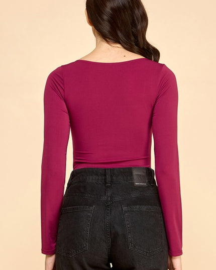 BST24L SQUARE NECK SHORT LONG SLEEVE BODYSUITS