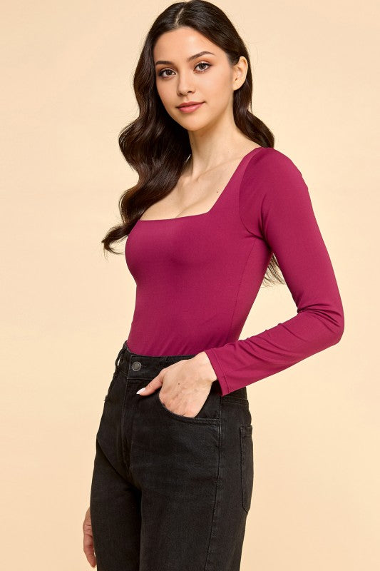 BST24L SQUARE NECK SHORT LONG SLEEVE BODYSUITS