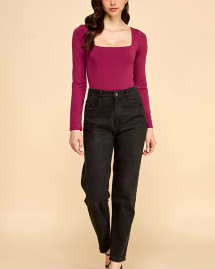 BST24L SQUARE NECK SHORT LONG SLEEVE BODYSUITS