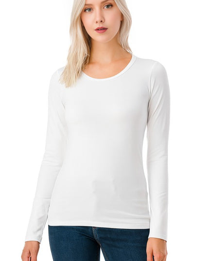 Solid Fleece Round Neck Long Sleeve Top – Soft Cozy Fit