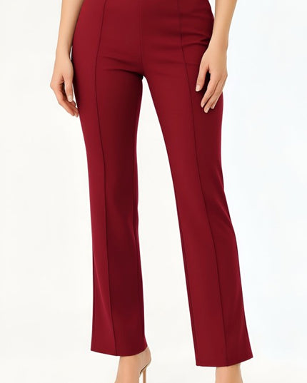 YC405 SOLID PLEATED STRAIGHT PANTS