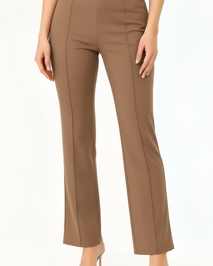 YC405 SOLID PLEATED STRAIGHT PANTS