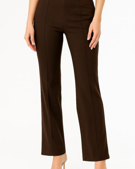 YC405 SOLID PLEATED STRAIGHT PANTS