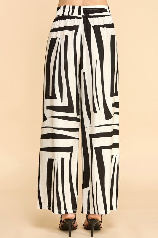 LELIS-09 UNIQUE PRINT WIDE LEG PANTS