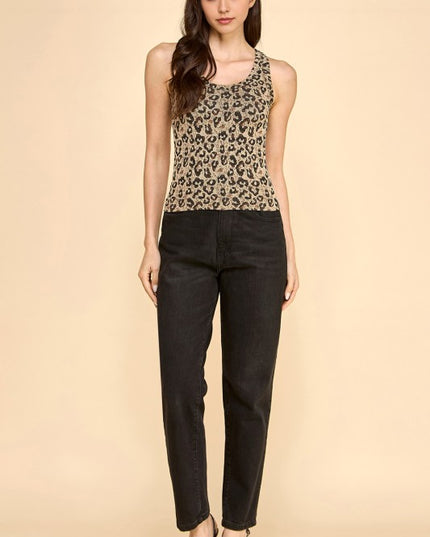 Leopard Print Tank Top – Fitted Stretch Sleeveless Top