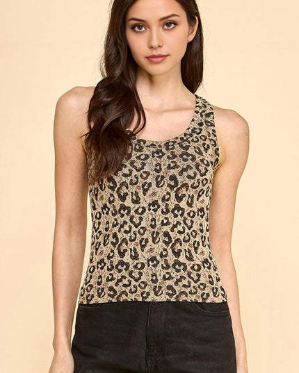 Leopard Print Tank Top – Fitted Stretch Sleeveless Top
