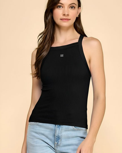 PT55 RIBBED HALTER NECK TANK TOP
