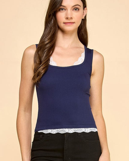 PT60 LACE CONTRAST TANK TOP