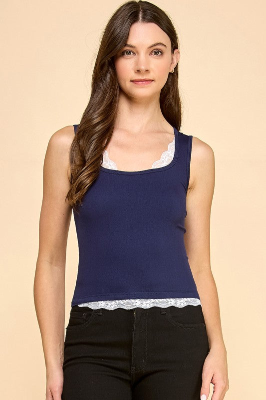 PT60 LACE CONTRAST TANK TOP