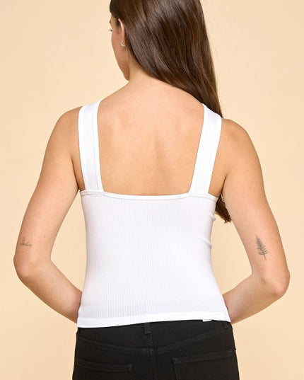 PT61 METALLIC RING CROSSOVER STRAP TANK TOP