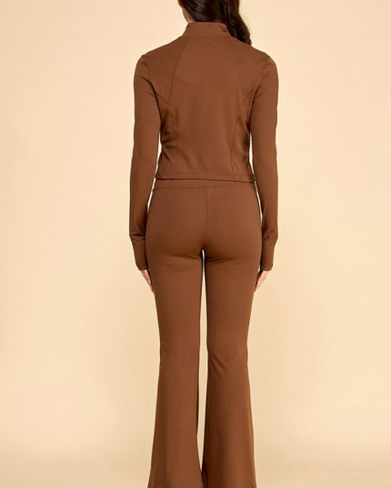 Yoga Zip-Up Jacket & Bell Bottom Set – Sculpt Fit Activewear