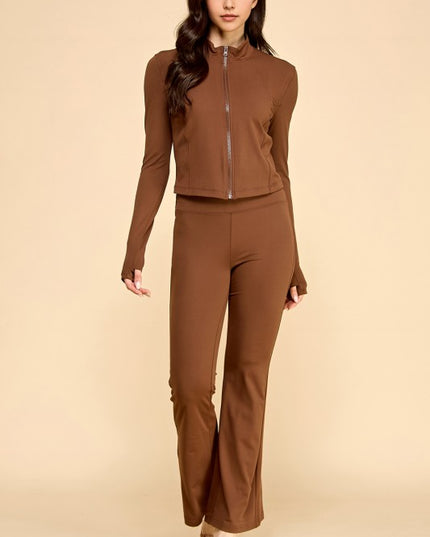 Yoga Zip-Up Jacket & Bell Bottom Set – Sculpt Fit Activewear