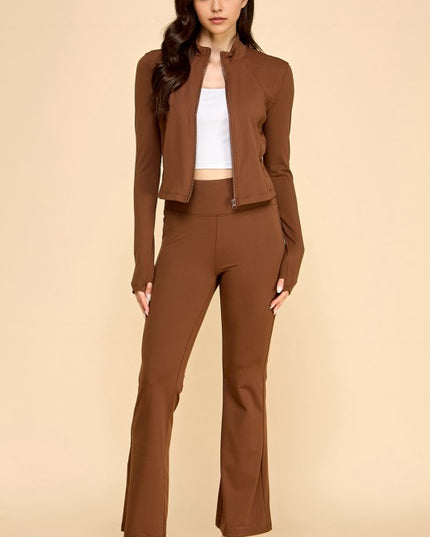 Yoga Zip-Up Jacket & Bell Bottom Set – Sculpt Fit Activewear