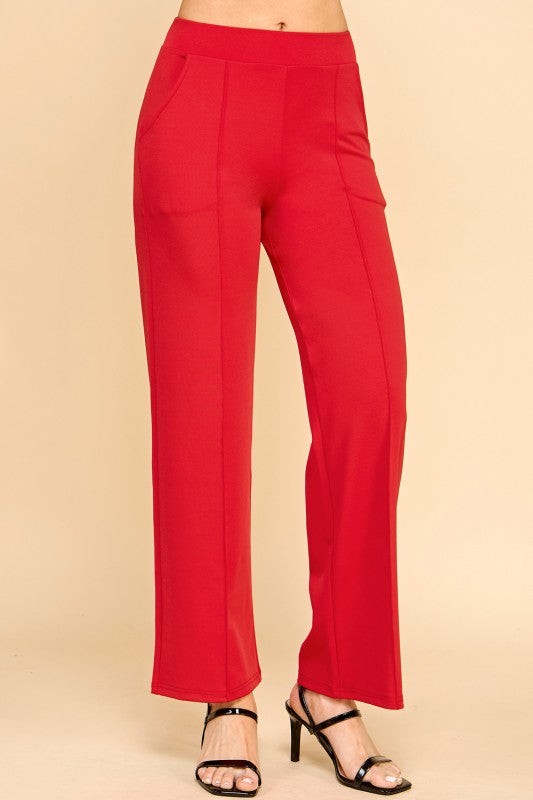 YC34X PLUS SIZE FRONT PLEATED PANTS WITH SIDE POCKETS