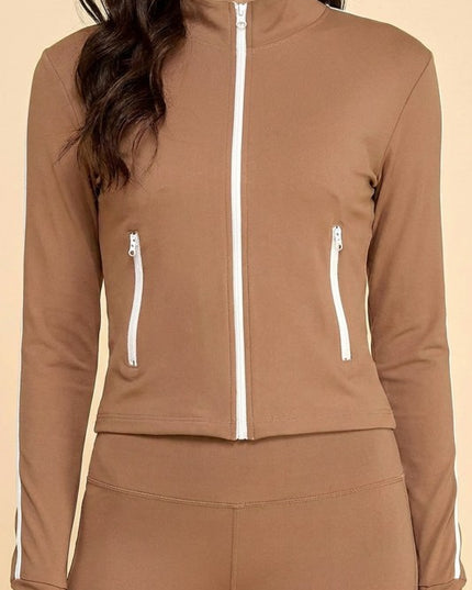 LU700-SET YOGA FABRIC CONTRAST JACKET & YOGA LEGGINGS SETS