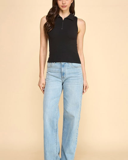 PT65 POLO TANK TOP WITH ZIPPER