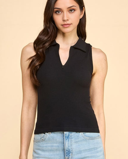 PT65 POLO TANK TOP WITH ZIPPER