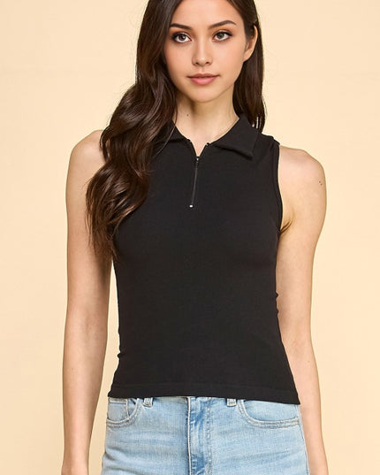 PT65 POLO TANK TOP WITH ZIPPER