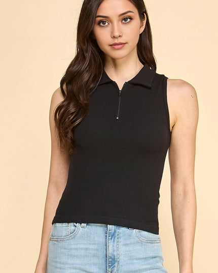 PT65 POLO TANK TOP WITH ZIPPER