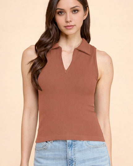 PT65 POLO TANK TOP WITH ZIPPER