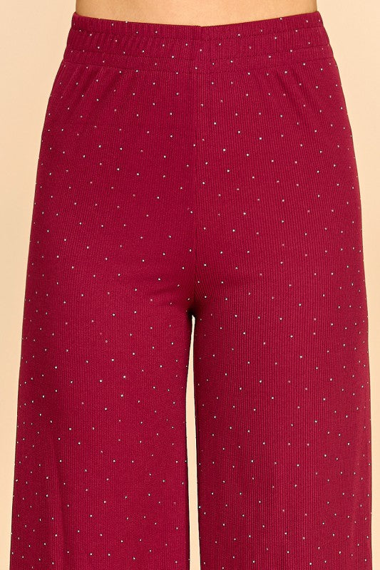 R10S ALL OVER RHINESTONE STRAIGHT PANTS