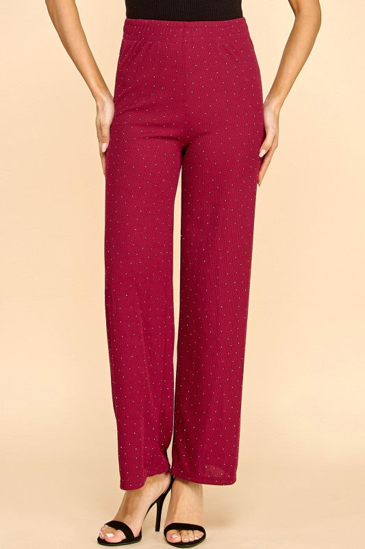 R10S ALL OVER RHINESTONE STRAIGHT PANTS