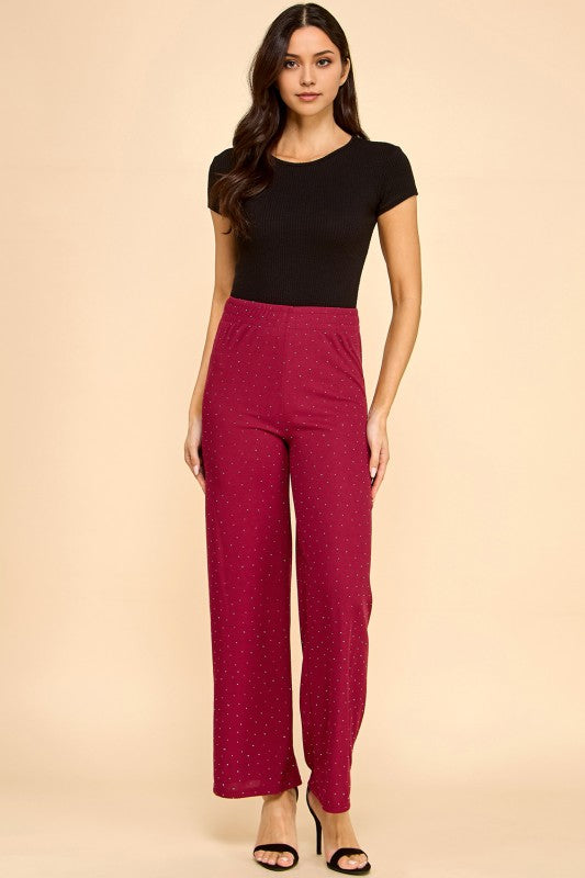 R10S ALL OVER RHINESTONE STRAIGHT PANTS